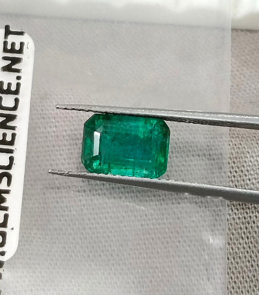 2.00ct Deep Green Zambian Emerald, Certified Natural Octagon Cut Gemstone