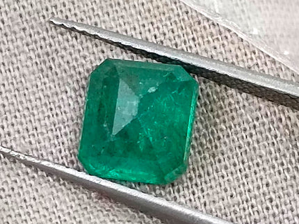 Zambian Emerald 2.15ct Natural Certified Medium Deep Green Octagon Cut Gemstone