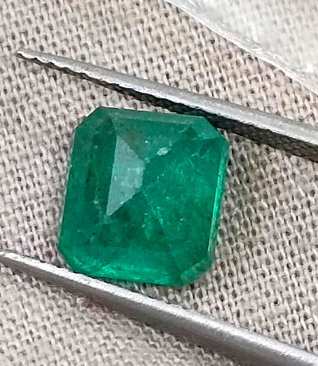Zambian Emerald 2.15ct Natural Certified Medium Deep Green Octagon Cut Gemstone
