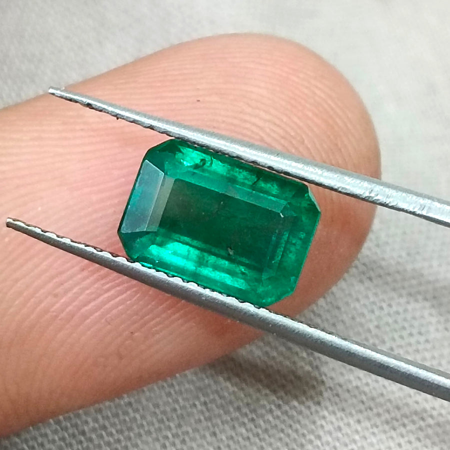 2.08ct Zambian Emerald, Natural Certified Deep Green Octagon Cut Gemstone