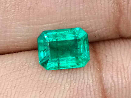 1.95ct Zambian Emerald, Medium Bright Green Octagon Cut Certified Natural Loose Gemstone