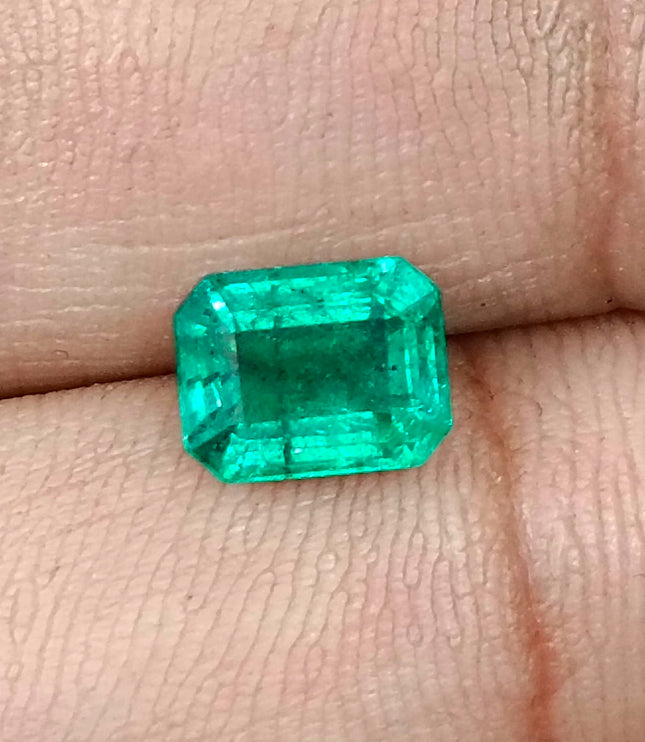 1.95ct Zambian Emerald, Medium Bright Green Octagon Cut Certified Natural Loose Gemstone