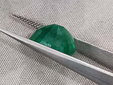 7.30ct Emerald Natural Certified Medium Bright Alpine Green Cushion Cut Stone