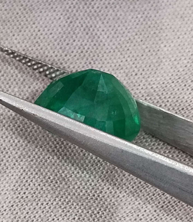 7.30ct Swat Emerald, Natural Bright Green Cushion Cut Stone