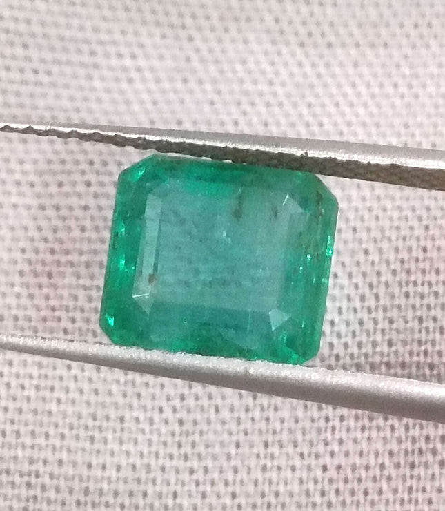 Zambian Emerald 2.67ct Certified Natural Medium Deep Green Octagon Cut Minor Oiled Loose Gemstone