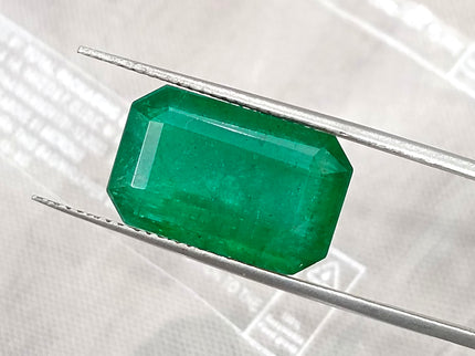 Zambian Emerald 10.36ct Natural Deep Velvet Green Octagon Cut Gemstone