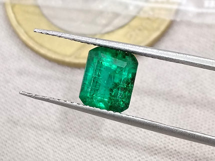 1.85ct Natural Emerald Exceptional Top Green Octagon Cut Zambian Loose Gemstone