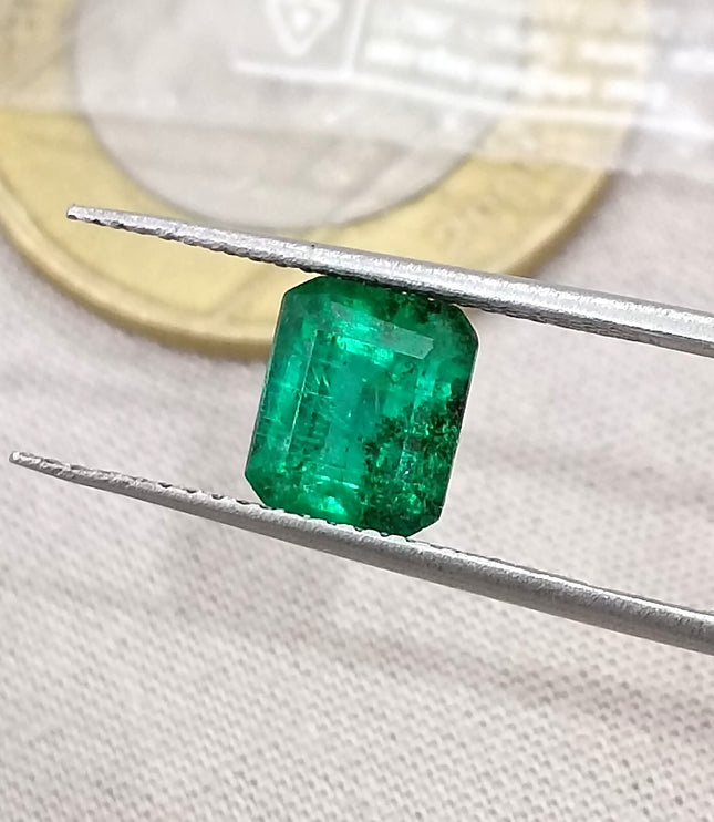 1.85ct Natural Emerald Exceptional Top Green Octagon Cut Zambian Loose Gemstone
