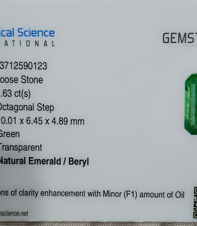 Zambian Emerald 2.63ct Neon Green Natural Certified Octagon Cut Stone