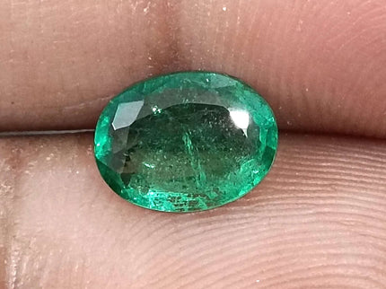 1.60ct Natural Emerald Medium Deep Green GSI Certified Zambian Oval Cut Gemstone