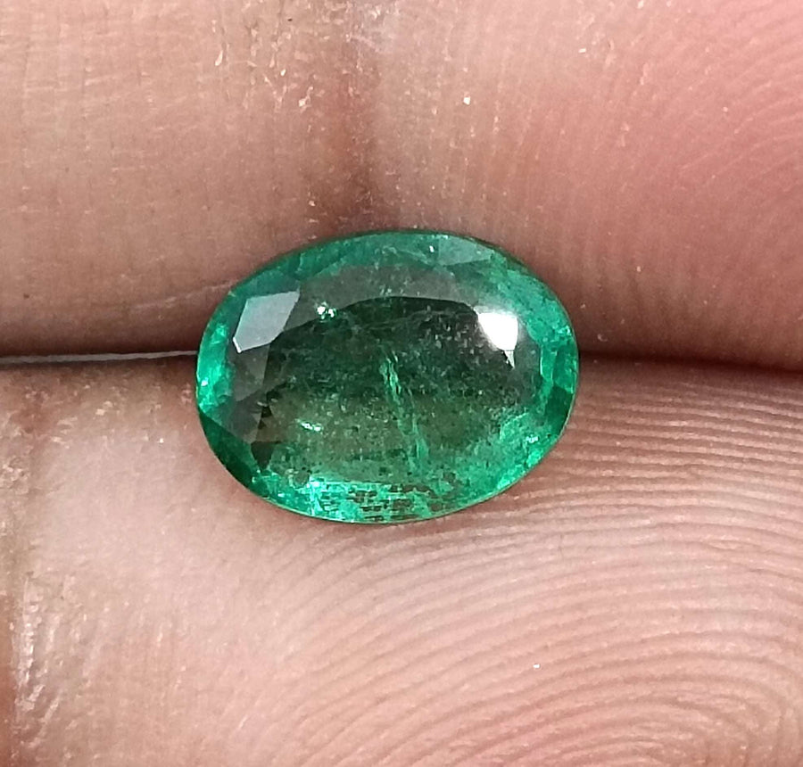 1.60ct Natural Emerald Medium Deep Green GSI Certified Zambian Oval Cut Gemstone