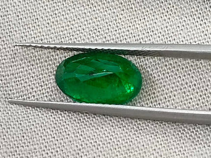2.46ct Natural Emerald Top Vivid Deep Green Zambian Oval Cut GSI Certified Gemstone