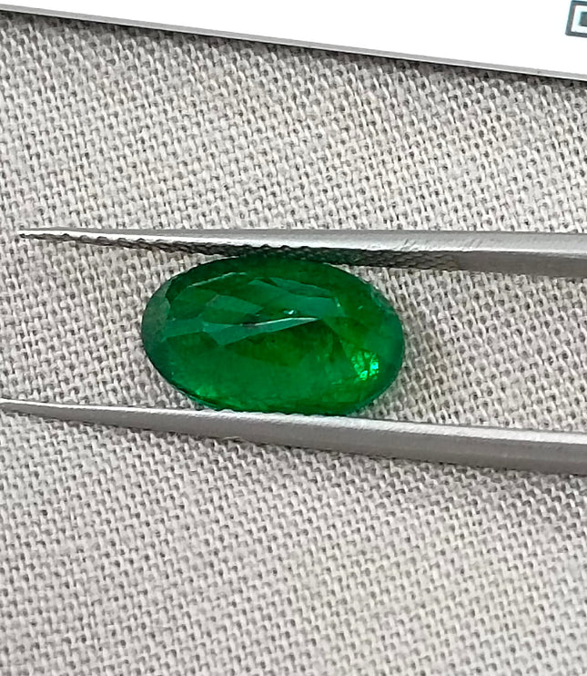 2.46ct Natural Emerald Top Vivid Deep Green Zambian Oval Cut GSI Certified Gemstone