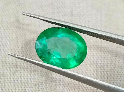 Zambian Emerald 2.40ct Neon Green Natural Certified Oval Cut Loose Gemstone