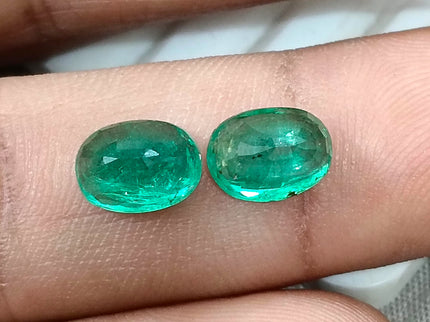 Emerald Pair 3.56ct Matching Vivid Green Natural Gemstones