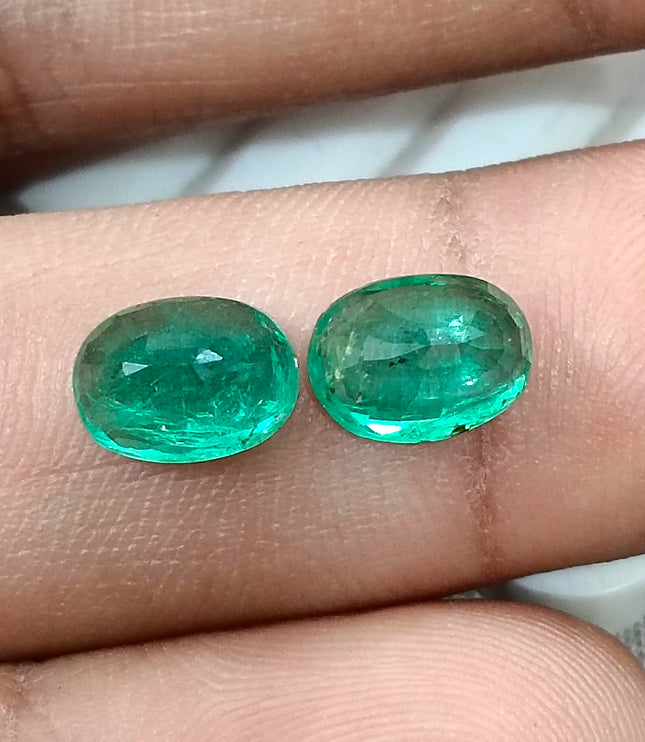 Emerald Pair 3.56ct Matching Vivid Green Natural Gemstones