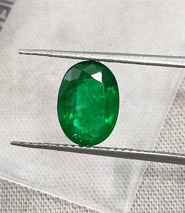 Emerald Natural 1.41ct Certified Deep Vivid Green Oval Cut Loose Gemstone