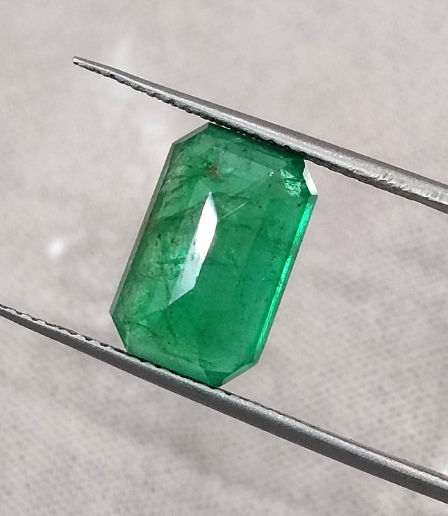 Swat Emerald 4.31ct Certified Natural Deep Green Octagon Cut Loose Gemstone