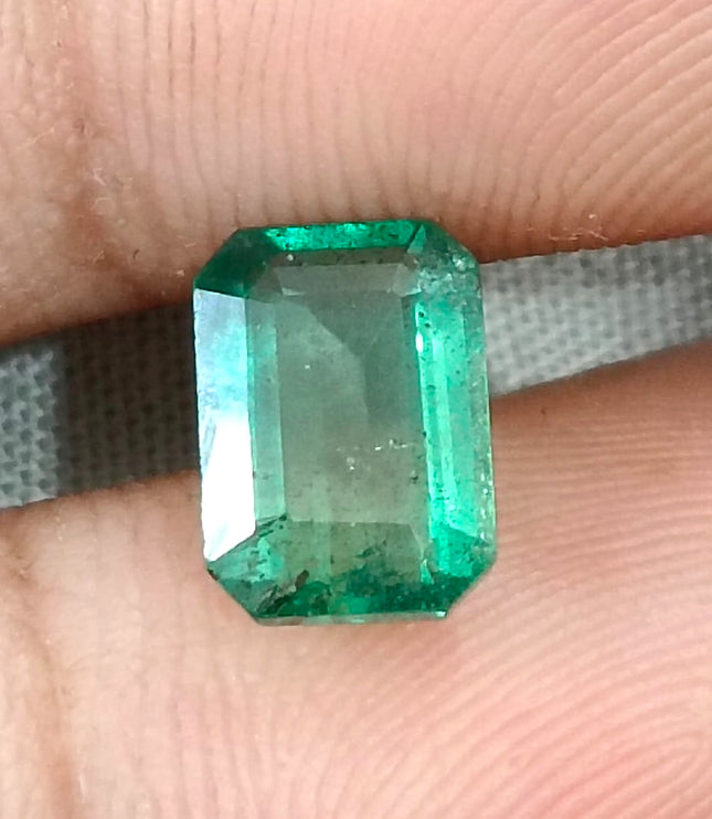 2.32ct Zambian Emerald, Natural Medium Light Green Octagon Cut Loose Gemstone