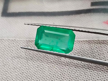 Certified 1.52ct Natural Zambian Emerald Stone Medium Green Octagon Cut Gemstone