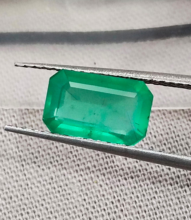 Certified 1.52ct Natural Zambian Emerald Stone Medium Green Octagon Cut Gemstone
