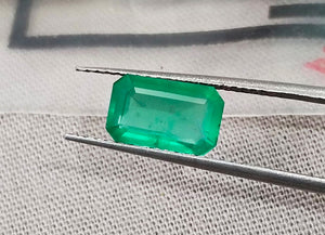 Certified 1.52ct Natural Zambian Emerald Stone Medium Green Octagon Cut Gemstone