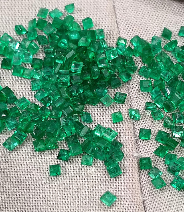 Emerald Lot Calibrated 16.20ct Medium Deep Vivid Green Princess Cut mm sizes Loose Gemstones