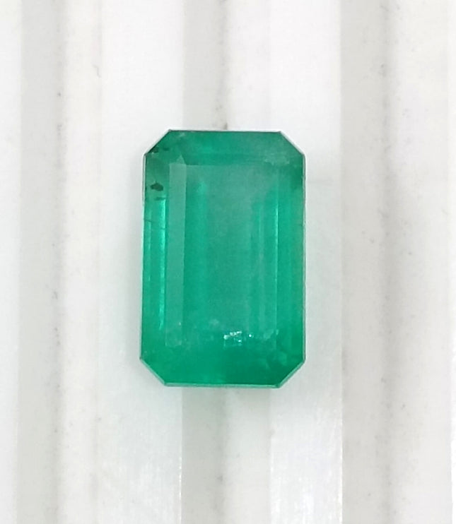 Zambian Emerald 2.54ct Certified Medium Green Emerald Cut Loose Gemstone