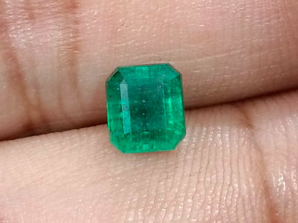 1.59ct Zambian Emerald, Certified Natural Deep Pure Green Octagon Cut Gemstone