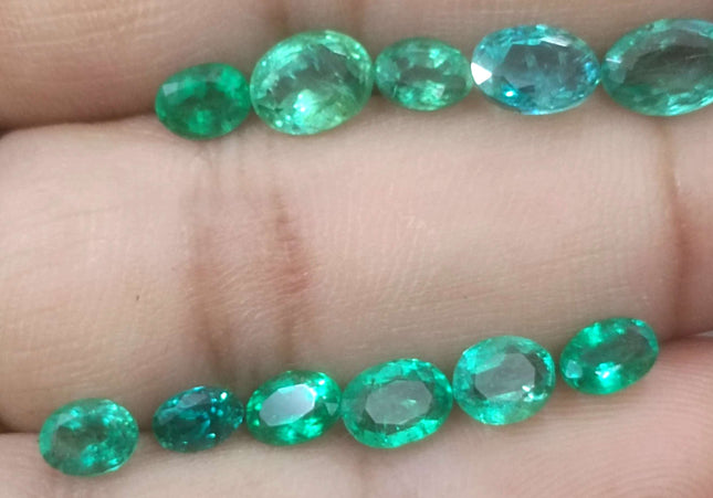 8.40ct Medium Light to Vivid Green Zambian Emerald Parcel Minor Oiled Loose Gemstones