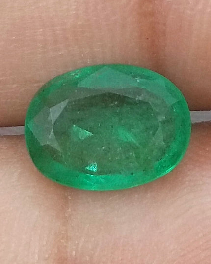 GSI USA Certified Medium Vivid Green Natural Zambian Emerald Minor Oiled Loose Gemstone