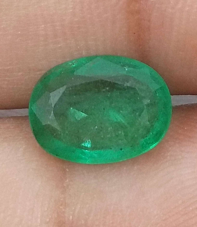 Zambian Emerald 2.34ct Certified Natural Vivid Green Oval Cut Loose Gemstone