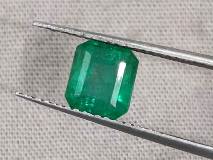 1.35ct Zambian Emerald, Natural Certified Deep Green Emerald cut Loose Stone
