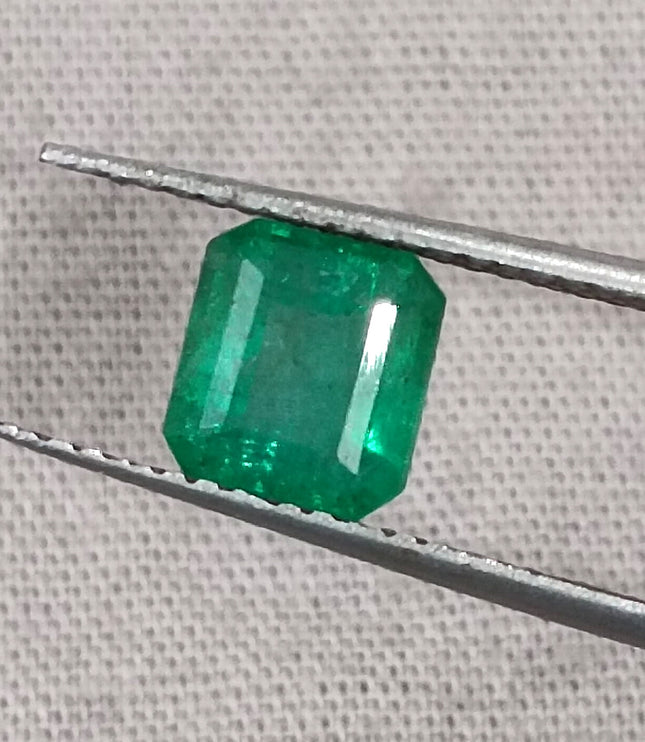 1.35ct Zambian Emerald, Natural Certified Deep Green Emerald cut Loose Stone