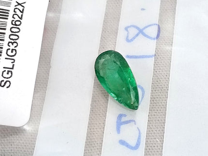 1.81ct Natural Emerald SGL Certified Vivid Velvet Green Zambia Pear Cut Stone