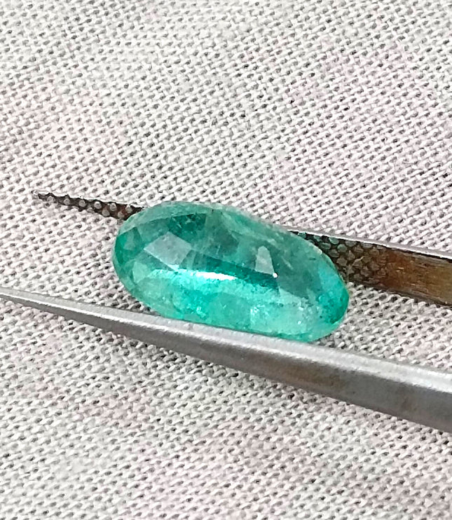 GSI Certified 3.11ct Pastel Green Emerald, 100% Natural Gemstone