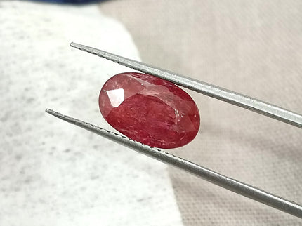 2.60ct Untreated Mozambique Ruby SGL Certified Rasberry Red Oval Cut Gemstone