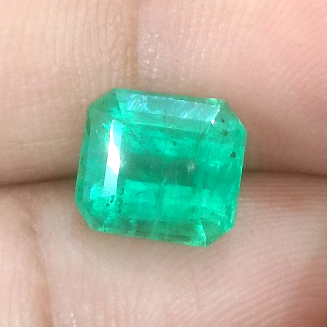 GSI Certified Medium Sea Green Zambian Emerald Minor Oiled Loose Gemstone