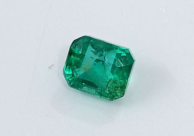 GSI Certified 1.29ct Medium Deep Green Zambian Emerald Minor Clarity Enhanced Loose Gemstone