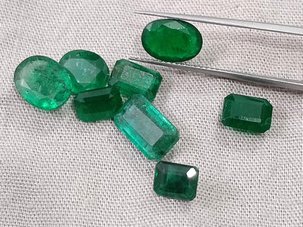 11.01ct Natural Emerald Parcel Zambia Mixed Cut Medium Deep Green Gemstones