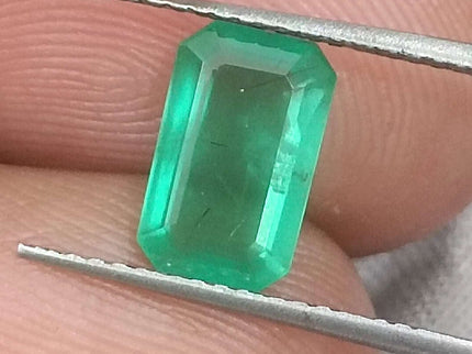 Certified 1.52ct Natural Zambian Emerald Stone Medium Green Octagon Cut Gemstone