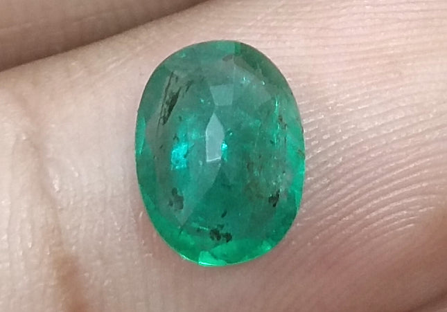 GSI USA Certified 1.76ct Deep Green Zambian Emerald Minor Oiled Loose Gemstone