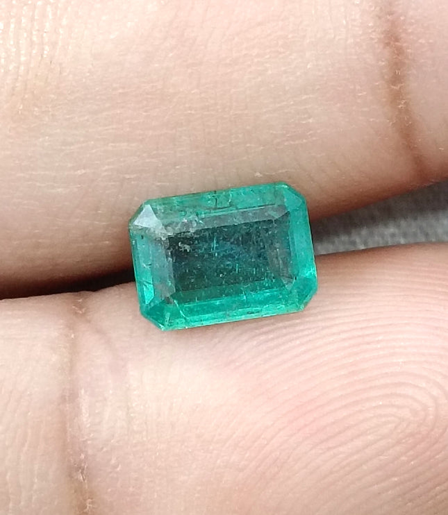 1.45ct Natural Emerald Medium Green Zambian Octagon Cut Loose Gemstone