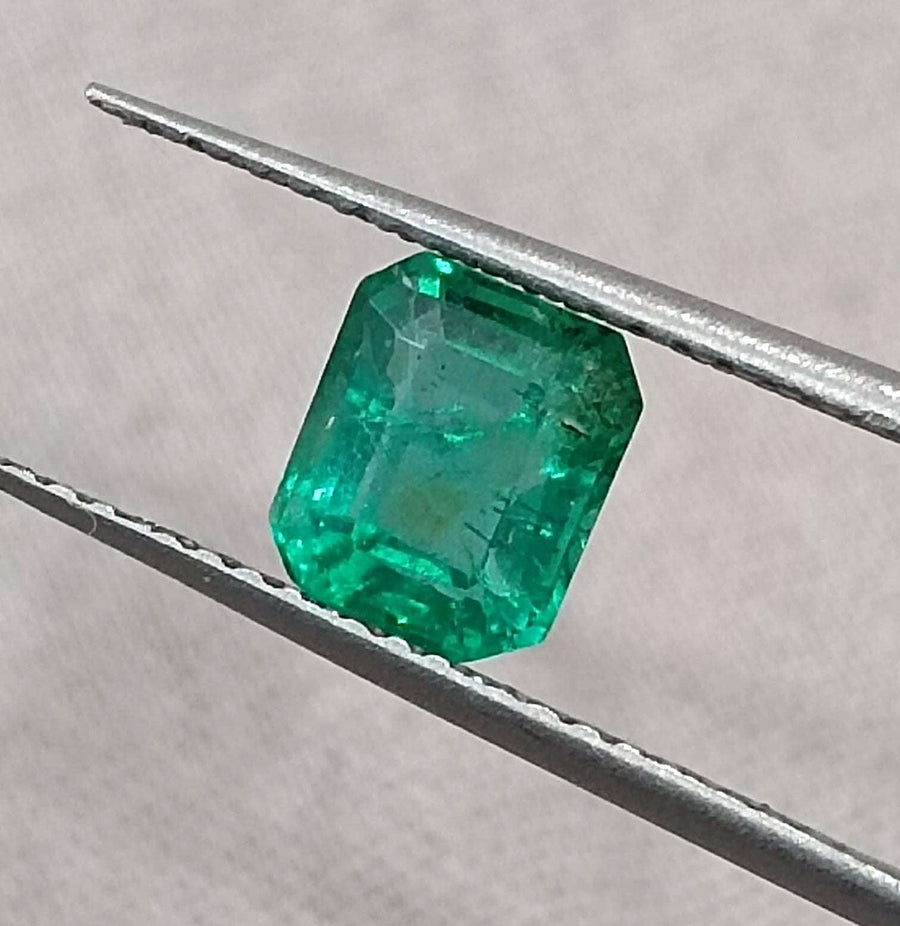 Certified 1.29ct Zambian Natural Emerald, Excellent Luster, Minor Oiled Stone