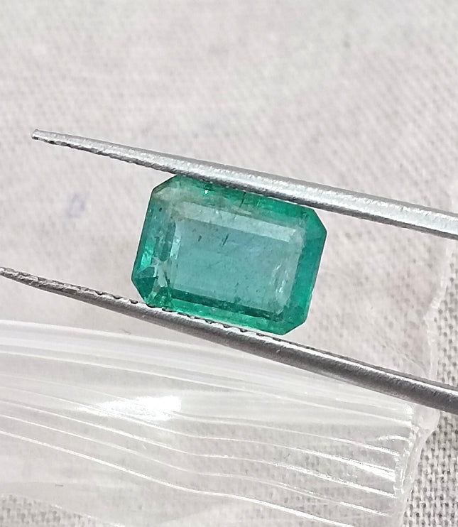 1.45ct Natural Emerald Medium Green Zambian Octagon Cut Loose Gemstone