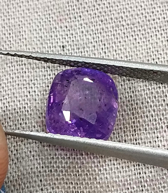3.89ct Purple Sapphire, Certified Natural Unheated Sri Lanka Origin Cushion Cut Loose Gemstone