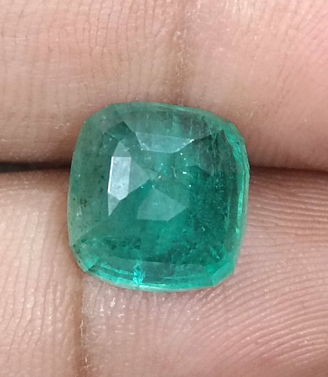 Zambian Emerald 5.87ct Natural Deep Green Cushion Cut Loose Gemstone