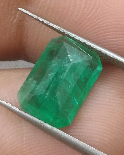2.87ct GSI Certified Medium Green Zambian Emerald Minor Oiled Loose Gemstone