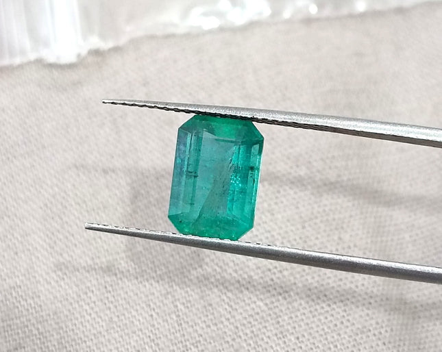Natural Emerald 1.87ct Zambian SGL Certified Medium Bluish Green Octagon Cut Minor Oiled Loose Gemstone