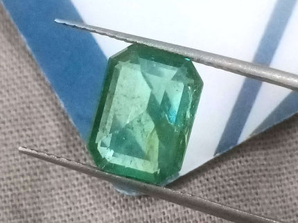2.35ct Certified Zambian Natural Emerald Medium Bright Pure Green Octagon Cut Stone